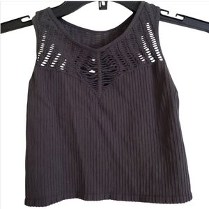 Intimately Free Rare Charcoal Grey Ribbed Brap Top Nylon Spandex Sz Medium